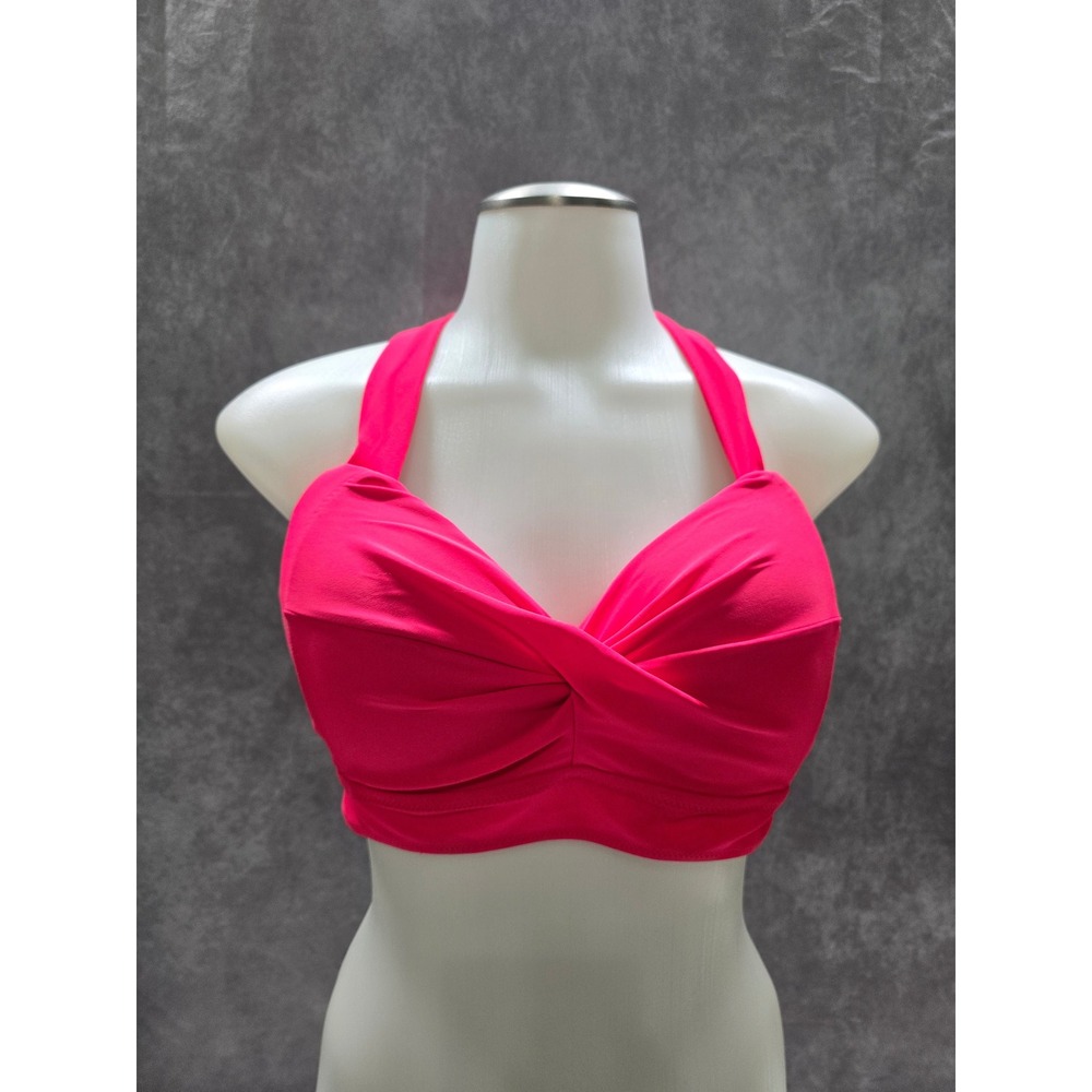 Pink Halter Beach Flamingo 90s Swim Beach Resort Vacation Bikini Top Large